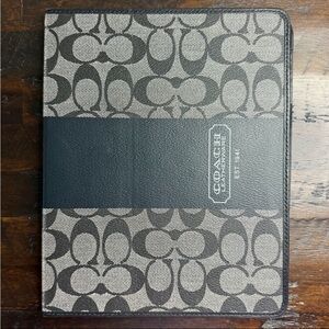 COACH Heritage Stripe iPad Tablet Cover Case in Black & Gray